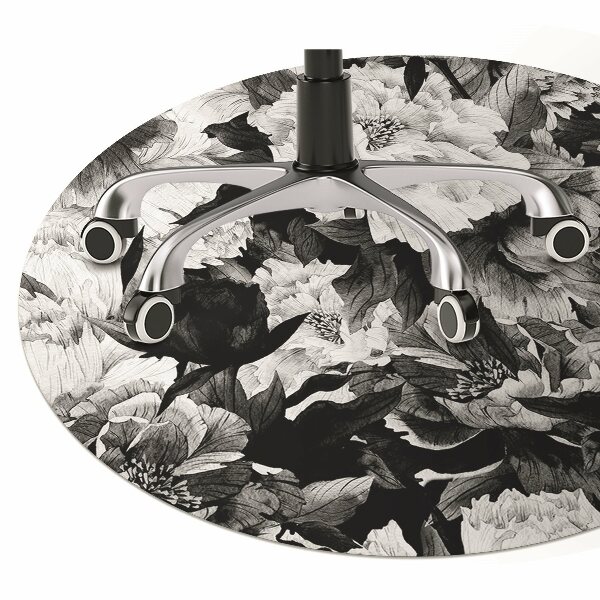 Desk chair mat black roses