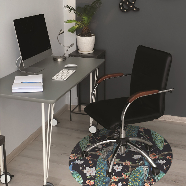 Office chair mat peacocks