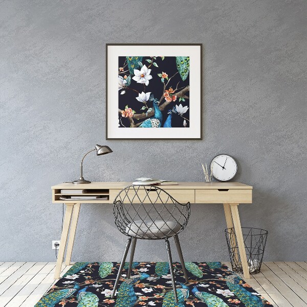 Office chair mat peacocks