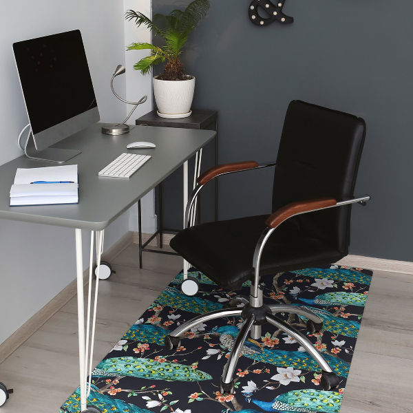 Office chair mat peacocks
