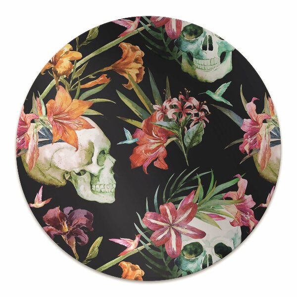Chair mat floor panels protector Skull and flowers