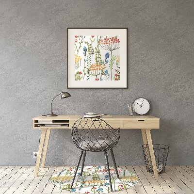 Desk chair mat colorful meadow