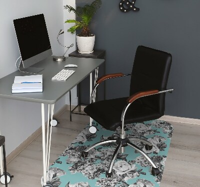 Office chair mat Black-and-white roses