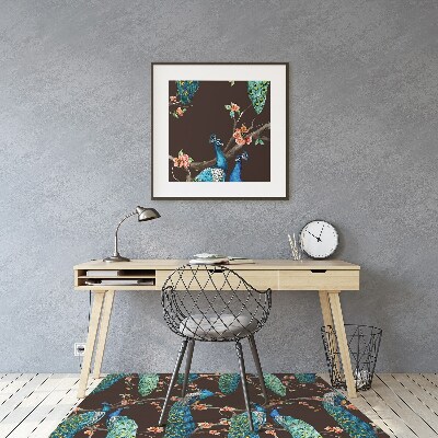 Office chair mat Peacocks on a branch