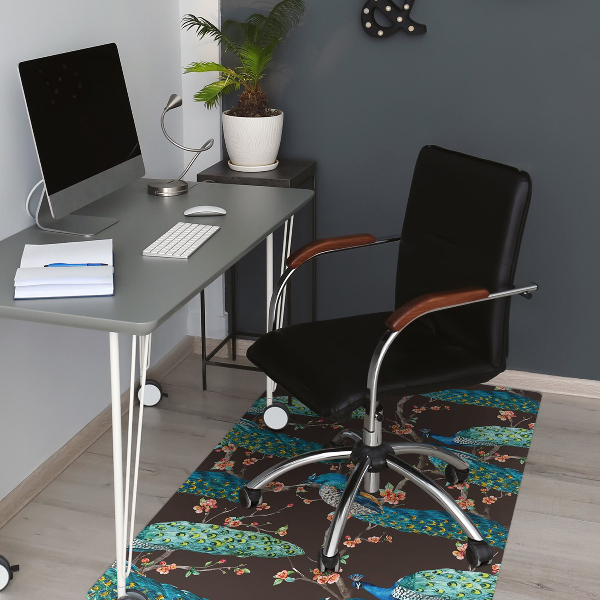 Office chair mat Peacocks on a branch