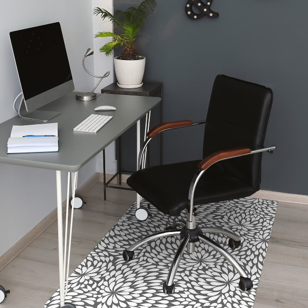 Computer chair mat black flower