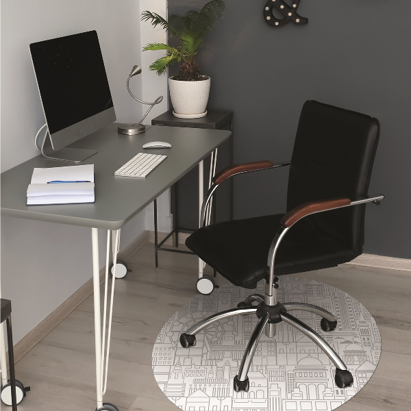 Office chair mat sketched city