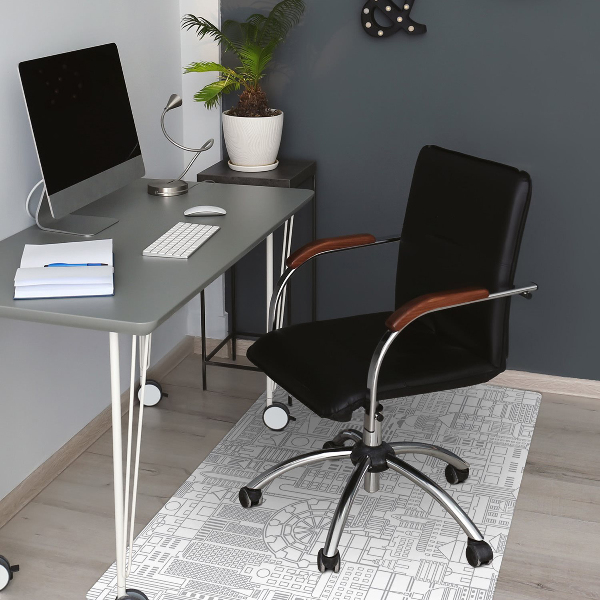 Office chair mat sketched city