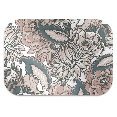 Desk chair mat pink flowers