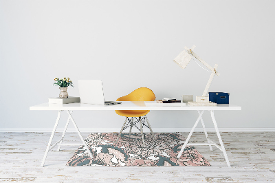 Desk chair mat pink flowers