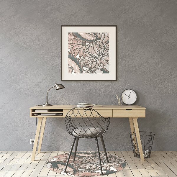 Desk chair mat pink flowers