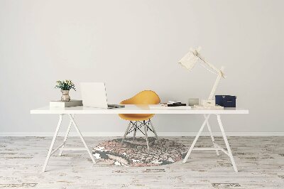 Desk chair mat pink flowers