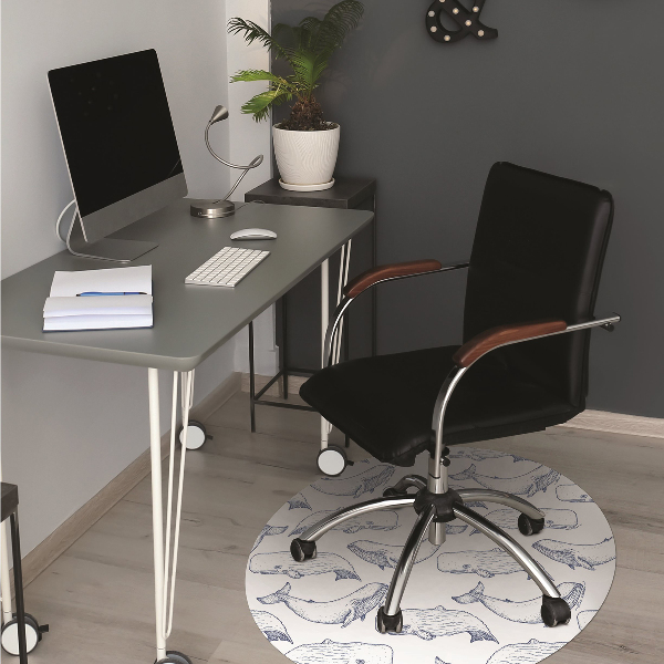 Computer chair mat blue Whales