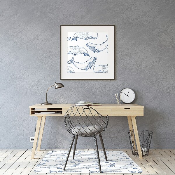 Computer chair mat blue Whales