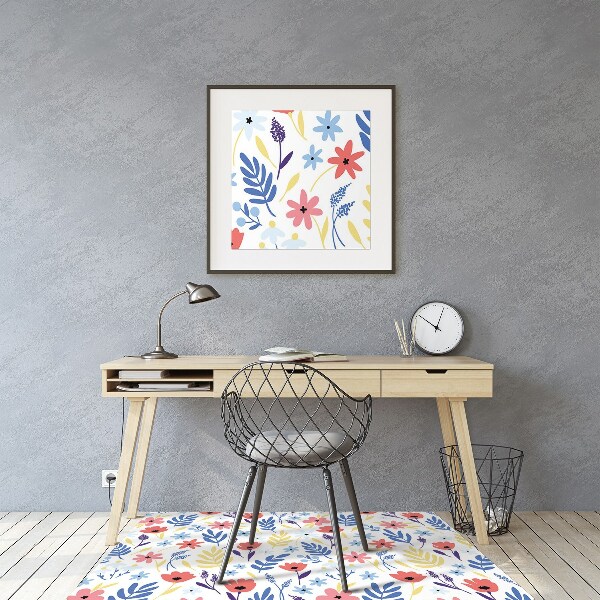 Office chair mat Colorful flowers