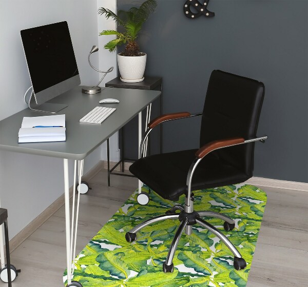 Office chair mat watercolor leaves