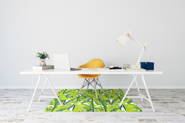 Office chair mat watercolor leaves