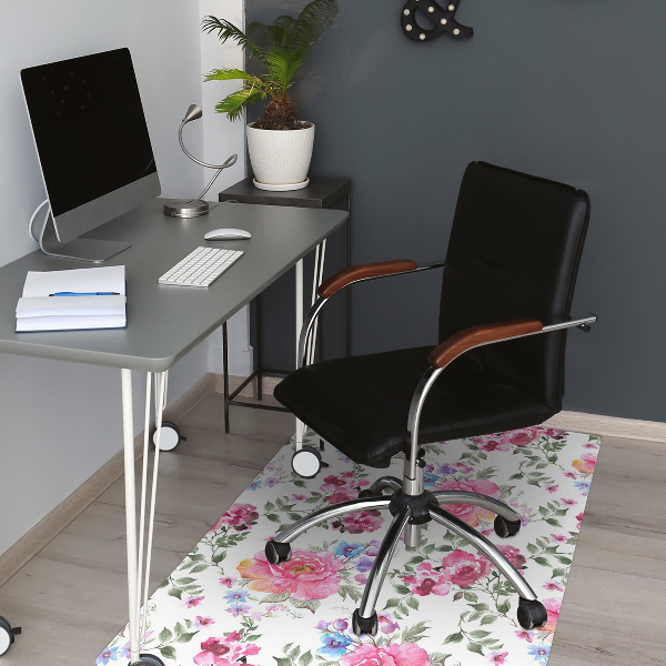 Office chair mat Roses vintage style