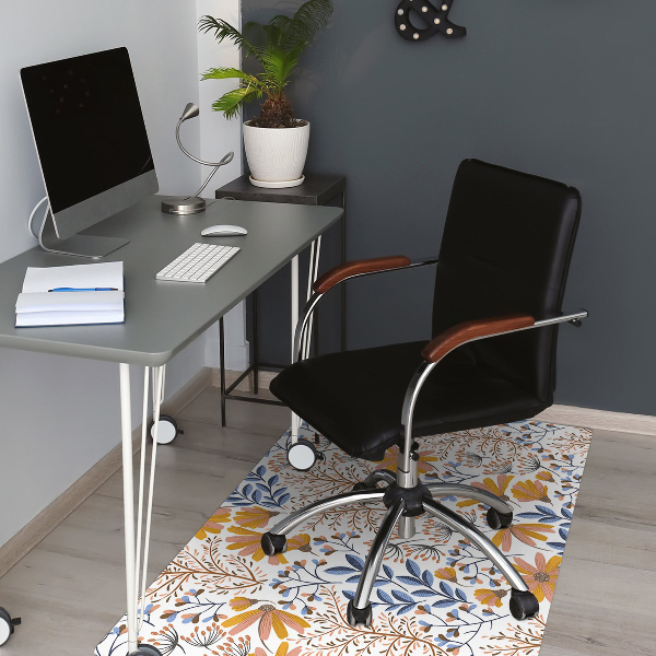 Office chair mat painted flowers