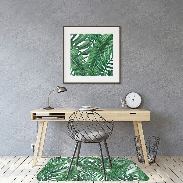 Desk chair mat monstera leaf