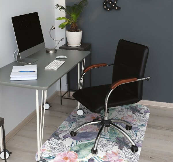 Chair mat floor panels protector tropical Birds