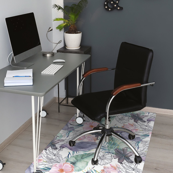 Chair mat floor panels protector tropical Birds