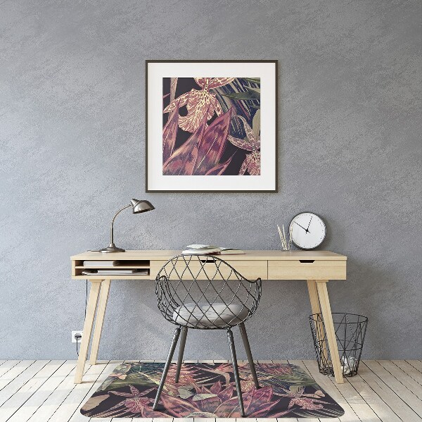 Office chair floor protector Birds and leaves