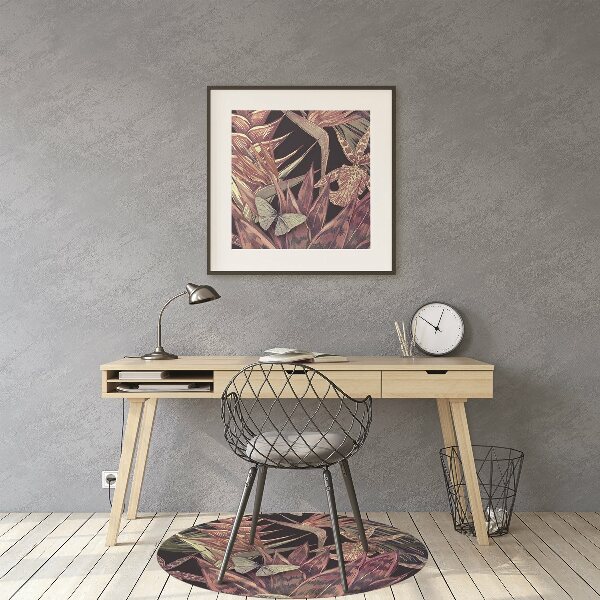 Office chair floor protector Birds and leaves