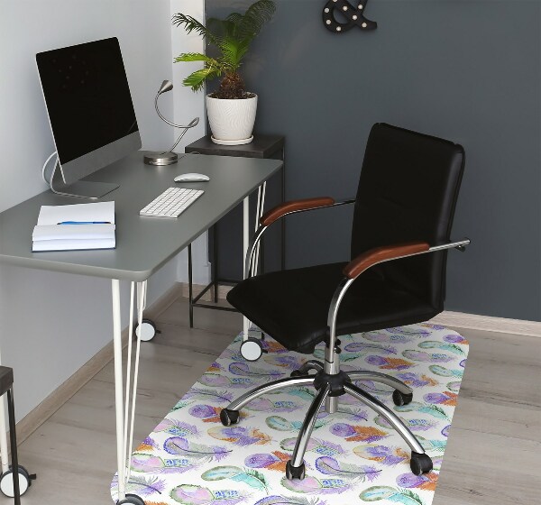 Office chair mat colored Feathers