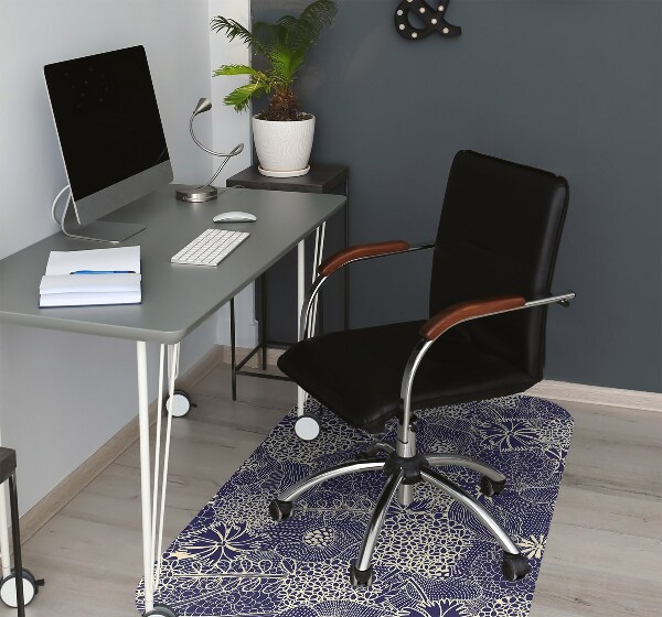 Office chair floor protector blue pattern