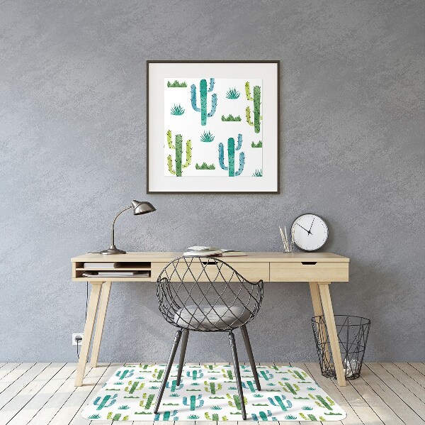 Chair mat floor panels protector painted Cactus