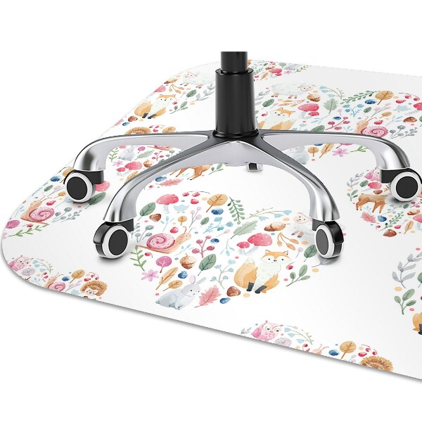 Chair mat floor panels protector Fox Rabbit Heart