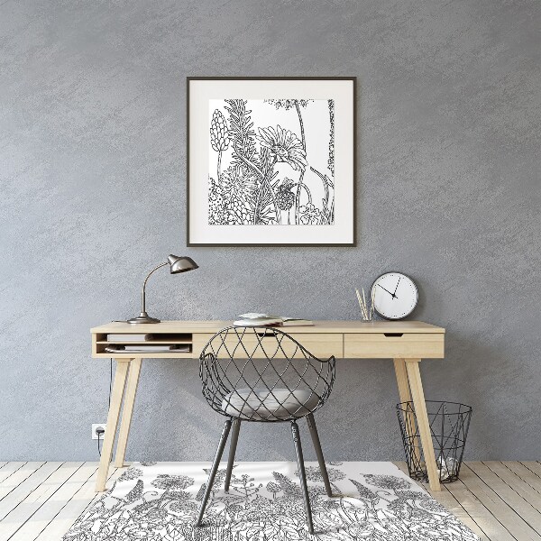 Desk chair mat flowers sketch