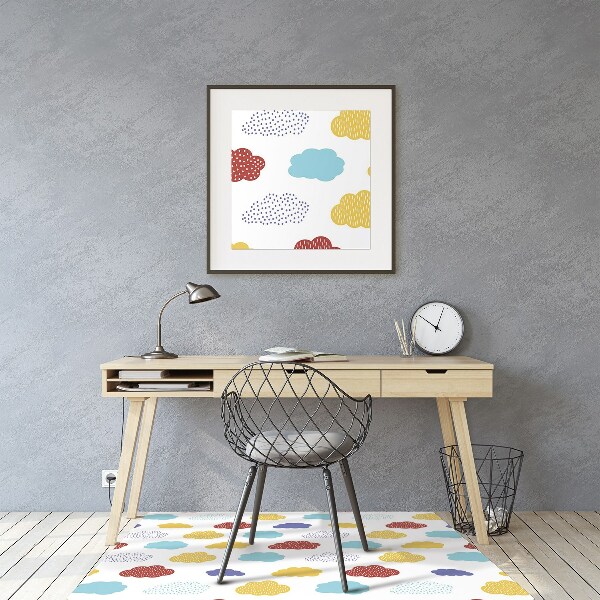 Office chair mat colorful clouds