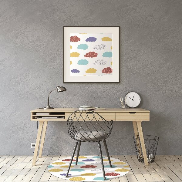 Office chair mat colorful clouds