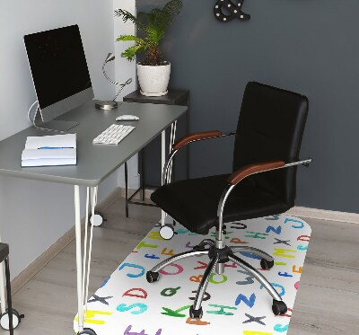 Office chair mat colorful letters