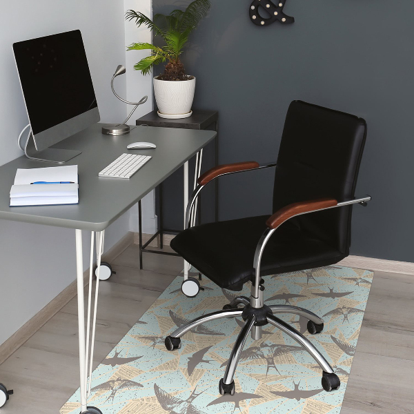 Office chair mat flying swallows