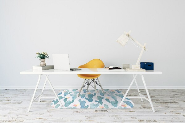Chair mat floor panels protector painted cacti