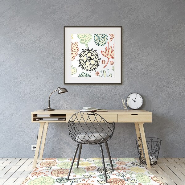 Office chair floor protector Flowers and Hearts