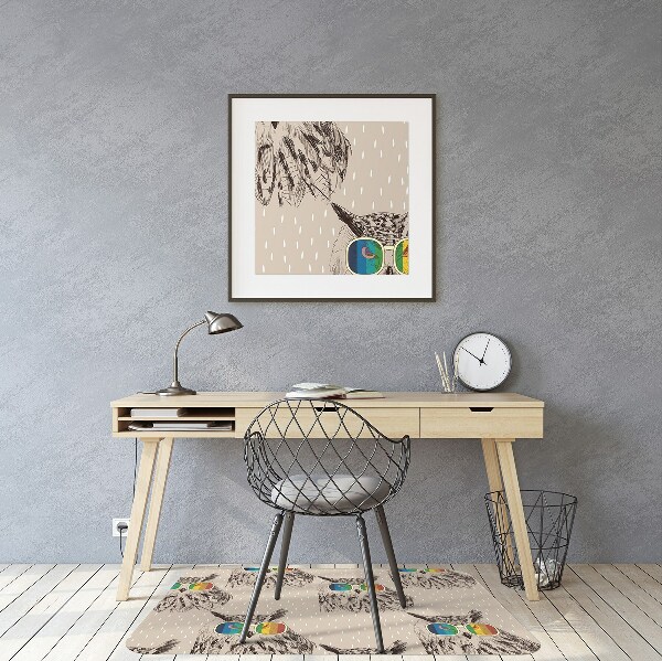 Chair mat floor panels protector Owls glasses