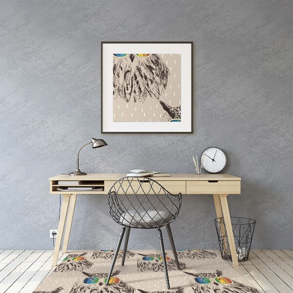 Chair mat floor panels protector Owls glasses