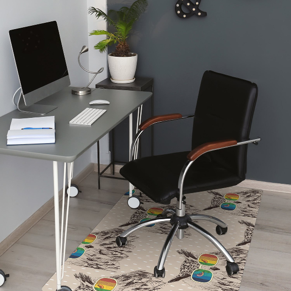 Chair mat floor panels protector Owls glasses