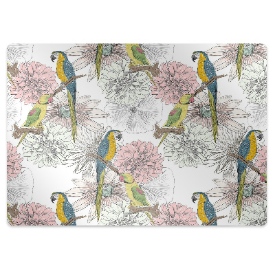 Office chair mat Parrot and flowers