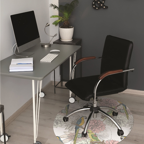 Office chair mat Parrot and flowers