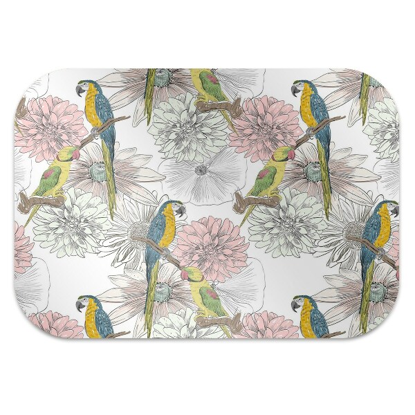 Office chair mat Parrot and flowers