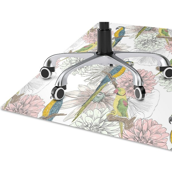 Office chair mat Parrot and flowers