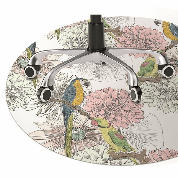 Office chair mat Parrot and flowers