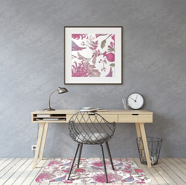 Office chair floor protector Birds and flowers