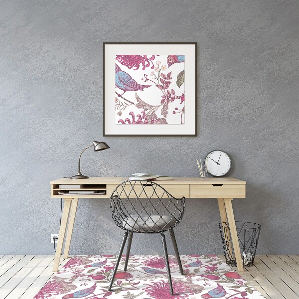 Office chair floor protector Birds and flowers
