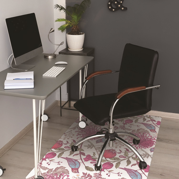 Office chair floor protector Birds and flowers